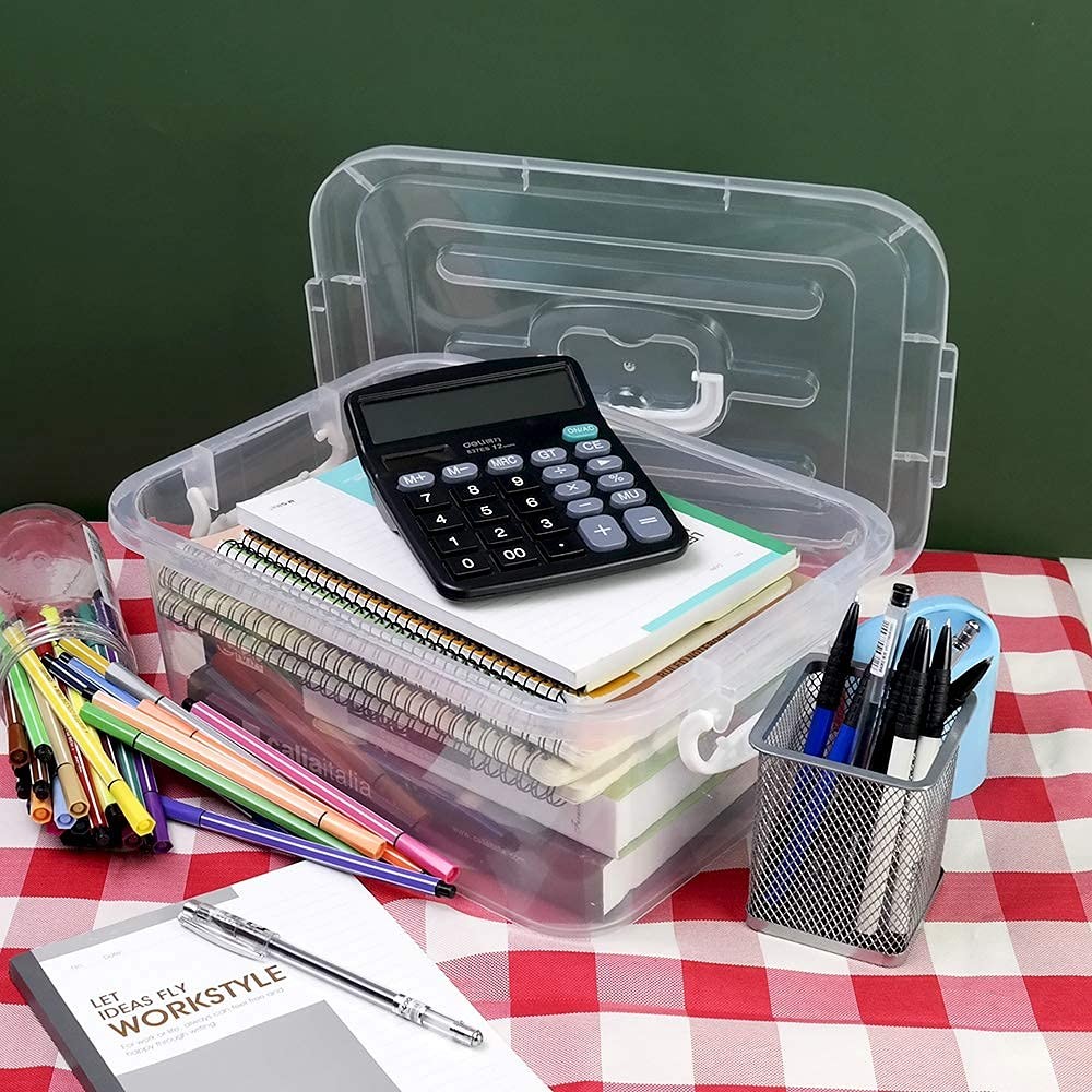 8 Quart Clear Plastic Storage Boxes with Lids and Handles, 2 Packs