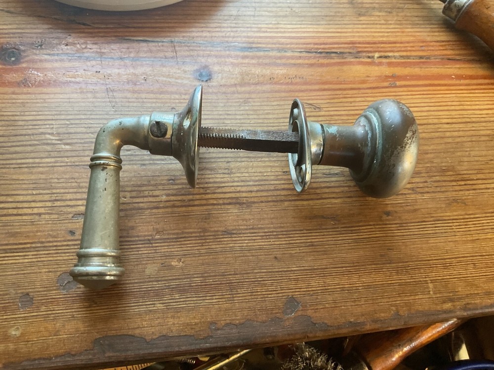 Antique chrome plated brass handle set excellent operating condition