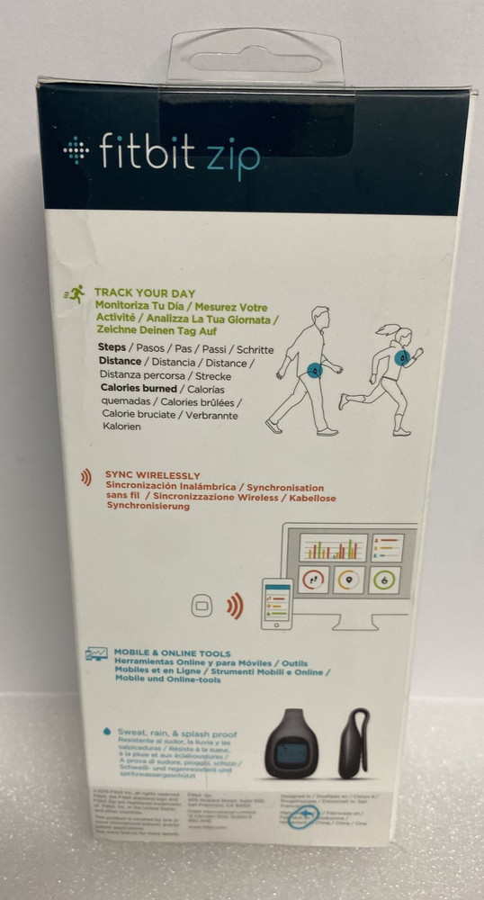 FITBIT Zip Wireless Activity Tracker Sweat Rain Splash Proof FB301M Blue - READ