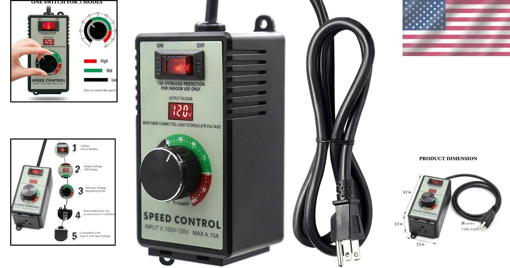 User-Friendly 120V AC Motor Controller - LED Display & Overload Safety Function