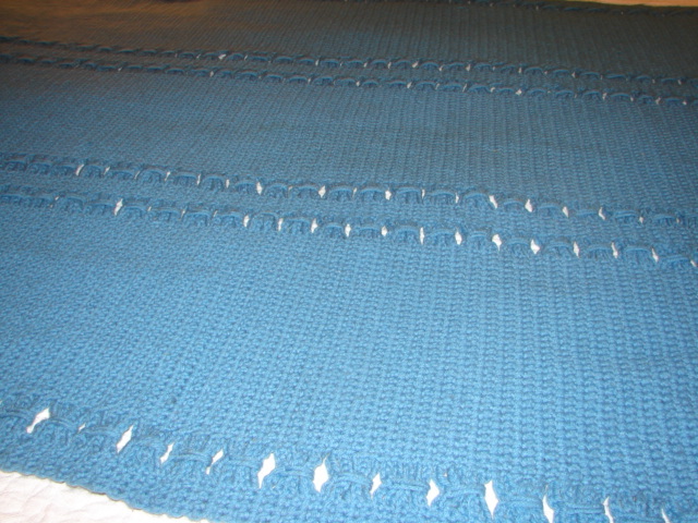 Handmade Handcrafted Blue Complex Pattern Crochet Afghan Throw