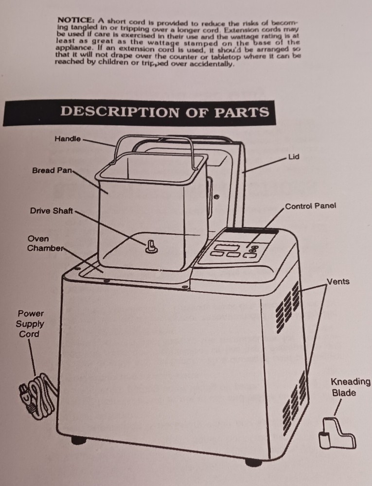 REGAL Kitchen Pro Automatic Breadmaker Machine Manual Printed Instructions Copy