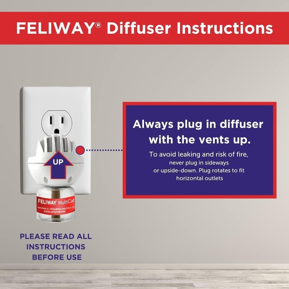FELIWAY MultiCat Calming Diffuser Refill 6-Pack, 180 Days, Reduce Cat Conflict