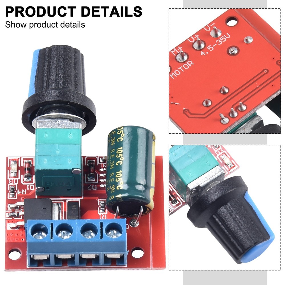 Advanced Speed Control Switch for DC Motor Compact Design Adjustable Output