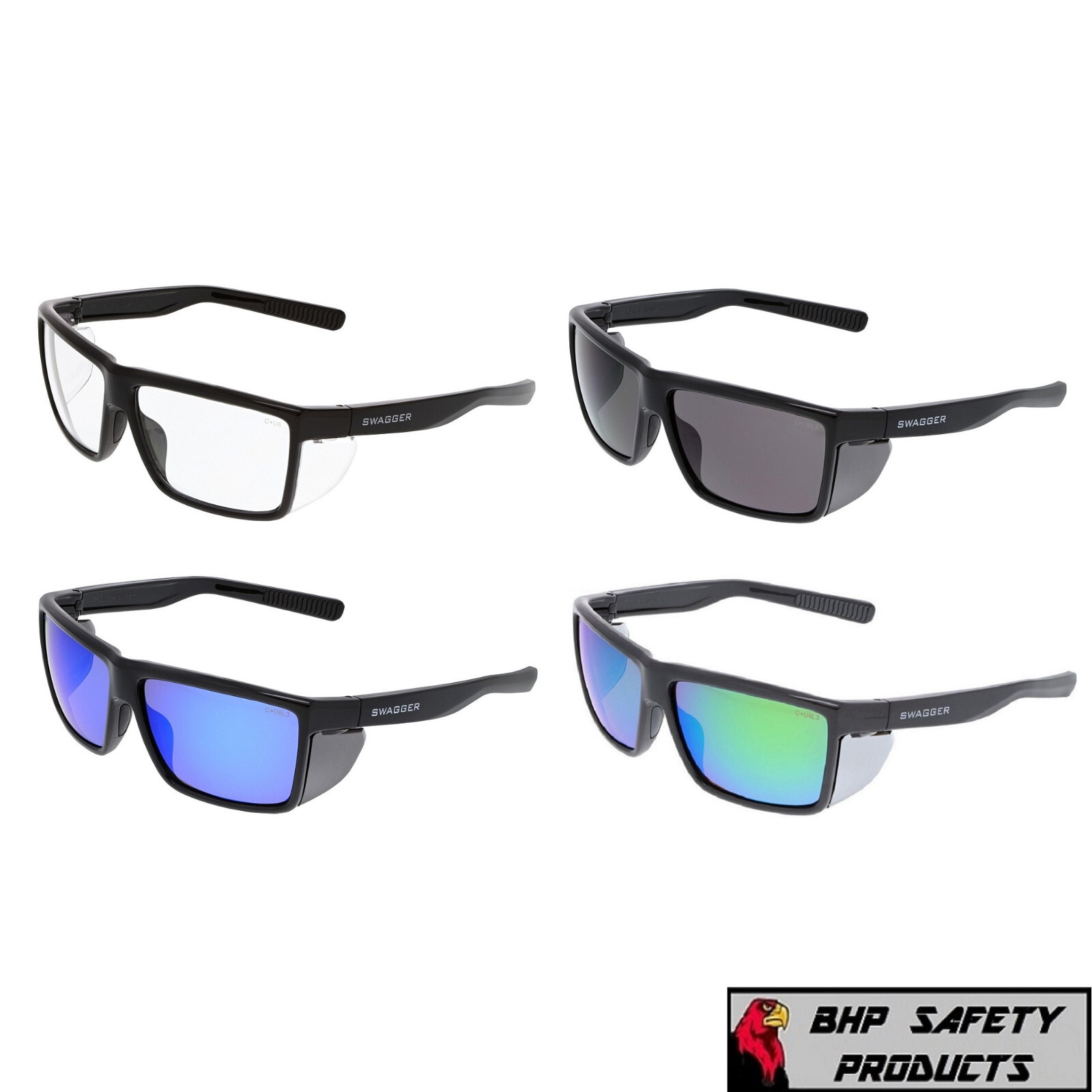MCR SWAGGER SR2 SAFETY GLASSES SUNGLASSES WITH DETACHABLE SIDE SHIELDS 1/PAIR