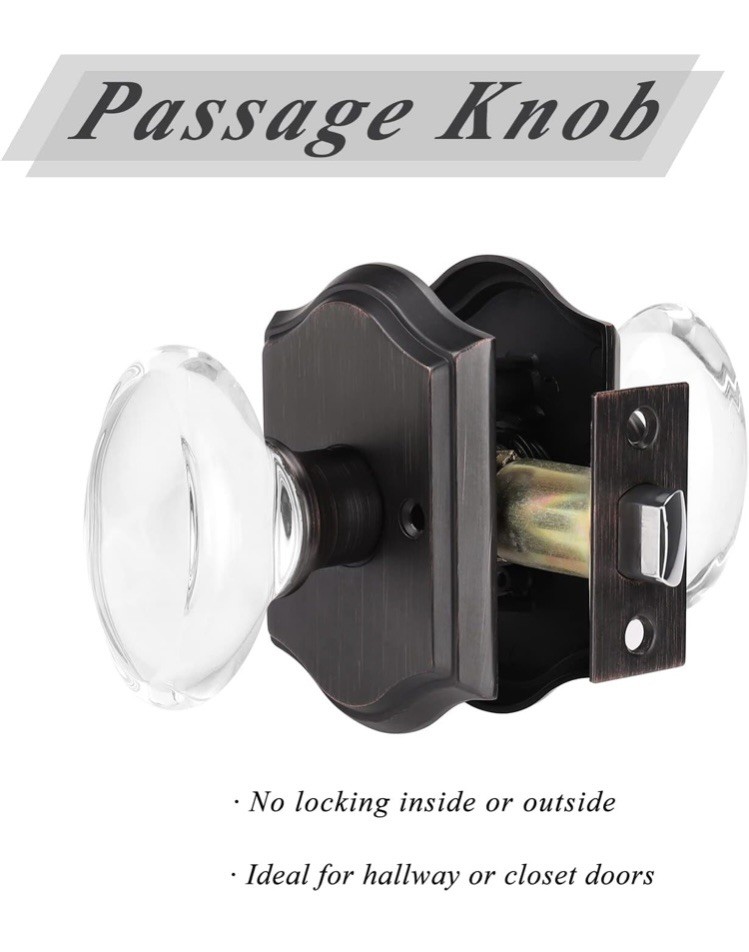 Probrico Crystal Door Knobs Keyless for Closet & Hallway