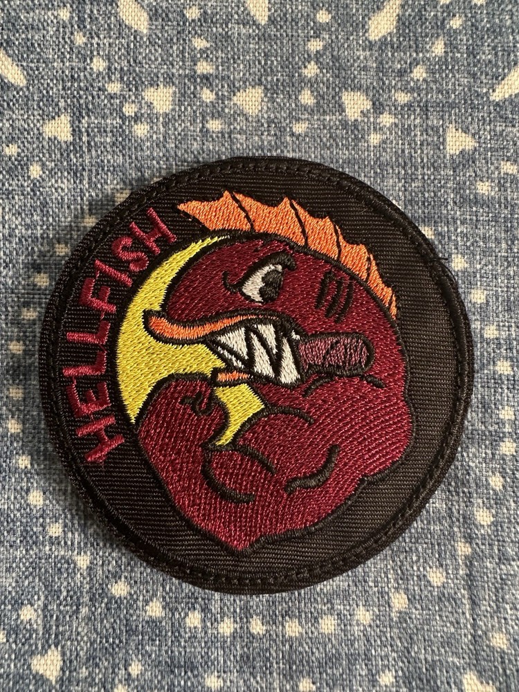 FIGHTING HELLFISH THE SIMPSONS 3x3 Embroidered Morale Patch Hook Backing New