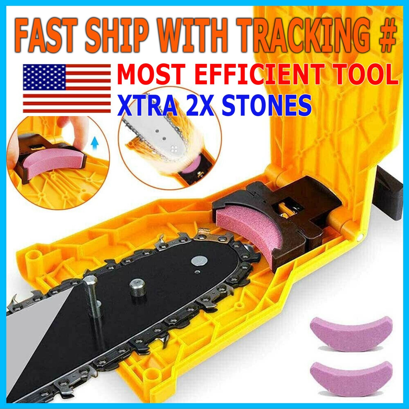 3PC Fast Chainsaw Chain Sharpening Jig Portable Drill Crank Sharpener Tool Sets