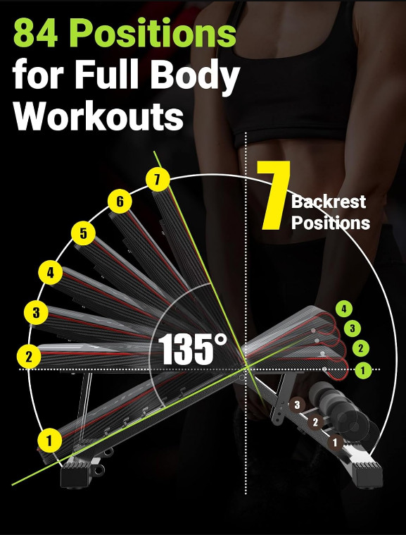 New Adjustable Weight Bench Incline Decline Foldable Black