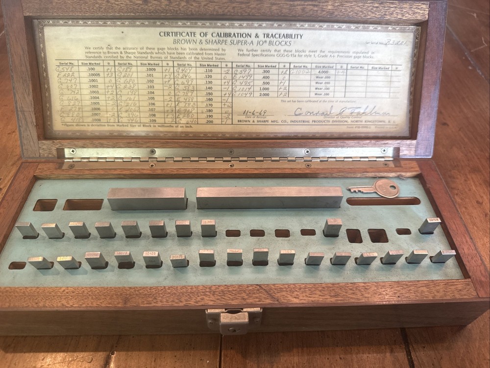 Brown & Sharpe 28 pc gage block set (missing Several) Super-A Jo Blocks W/Case