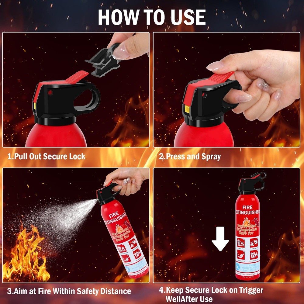 1 Pack Fire Extinguisher for Home, Kitchen, Car, and Grill,Ompact Water-Based...