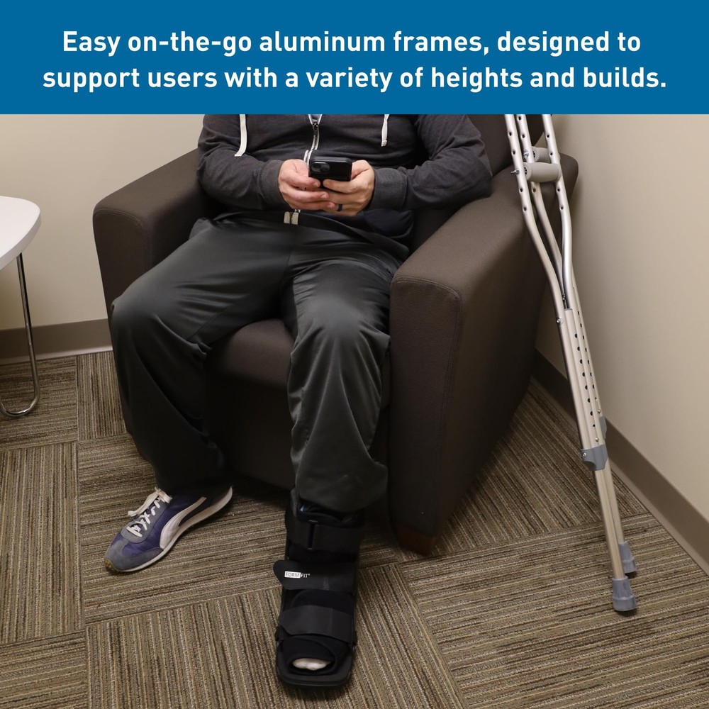 Aluminum Crutches, Medium (Pair) - Adjustable Height (5'2" - 5'10"), Lightwei...