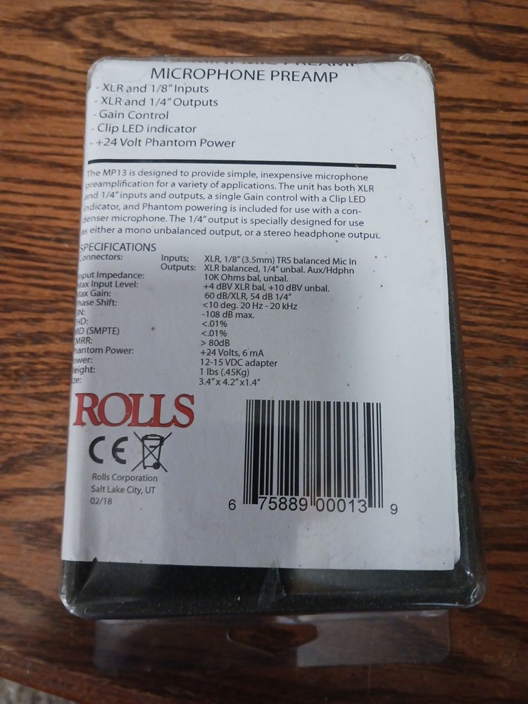Rolls Mini Mic Preamp MP13 Sealed