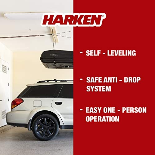 - Cargo Box Overhead Garage Storage Hoist, Self-Leveling, Safe Anti-Drop