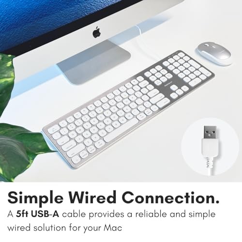 Wired Keyboard for Mac with USB Ports for Mouse - Compatible Apple Keyboard