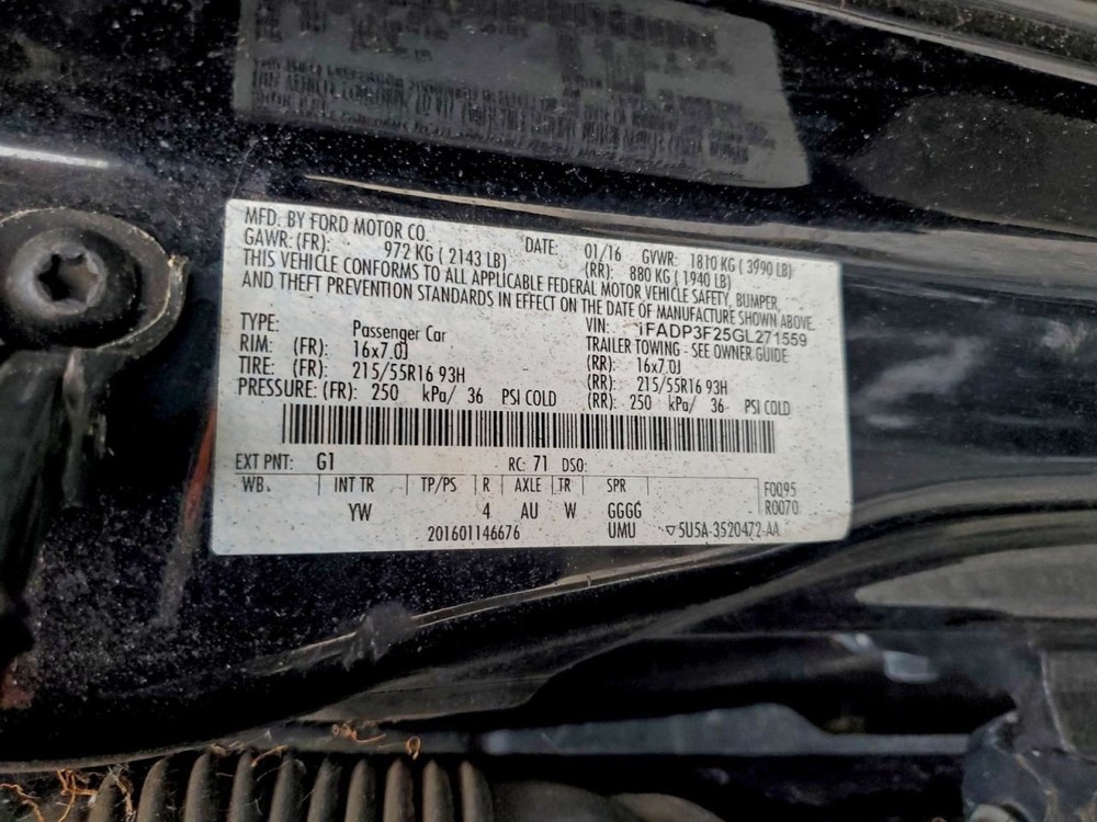 LEFT REAR DOOR WINDOW REGULATOR OEM 2015 FORD FOCUS