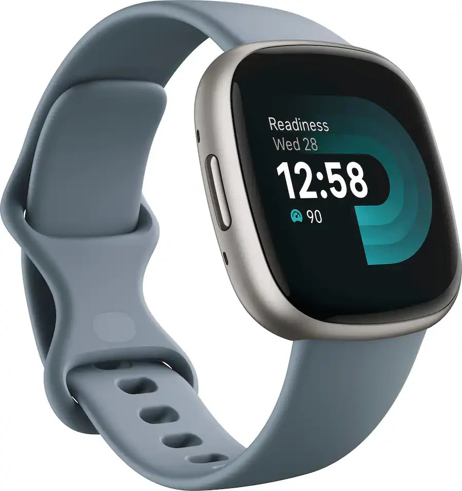 Fitbit Versa 4 Activity Tracker - Waterfall Blue/Platinum Aluminum