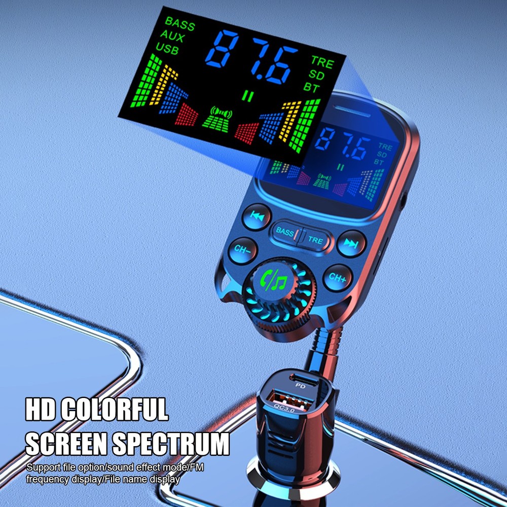 Bluetooth 5.3 MP3 Player Car Audio Quick Charger FM Transmitter Fast Charging