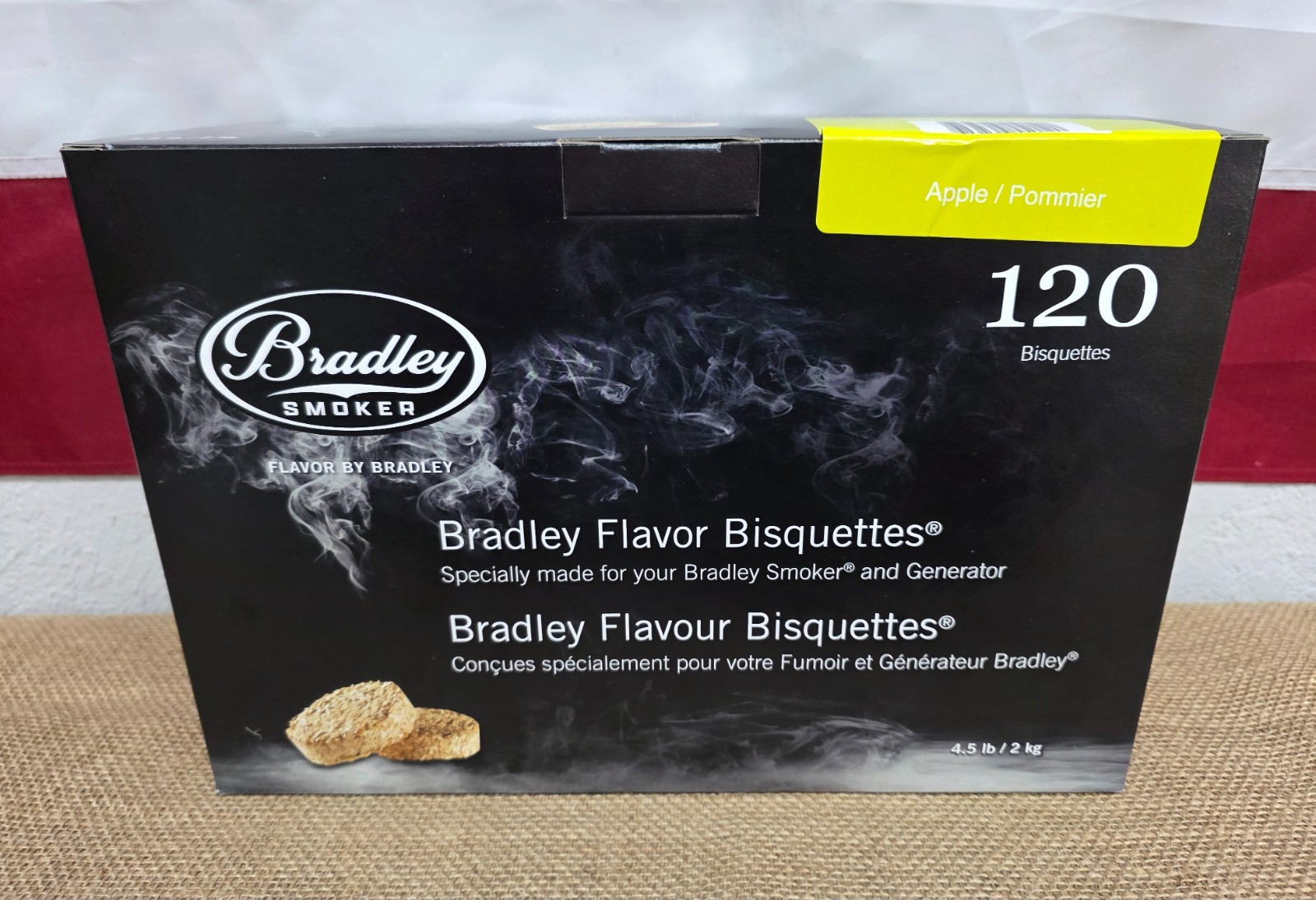 Bradley Smoker Apple Wood Bisquettes, Light, Fruity, 100% Wood [120ct] - BTAP120