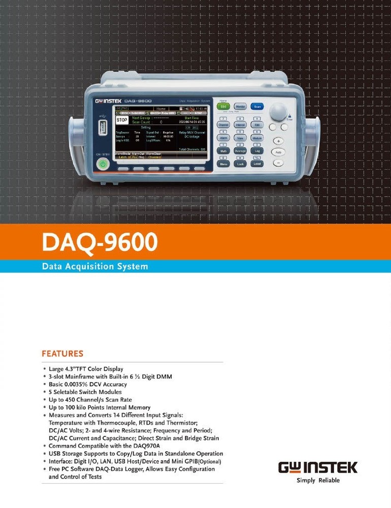 GW Instek DAQ-900 20-Channel Universal Multiplexer (Solid State Relay)