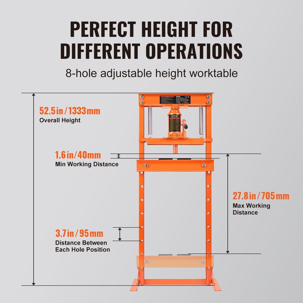 Sturdy 12Ton Hydraulic Press H-Frame for Metalworking Projects