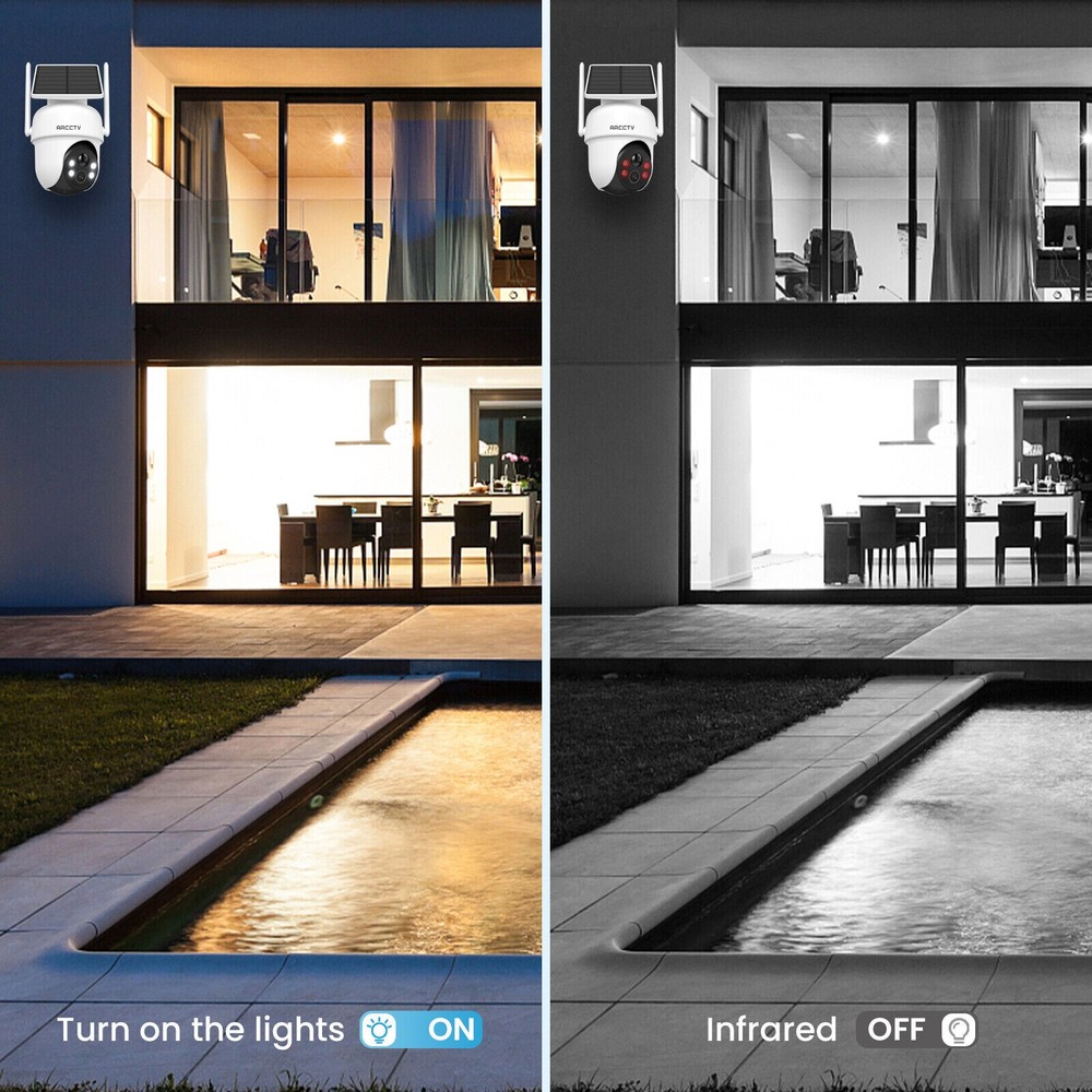 ARCCTV Outdoor Wireless Security Camera System Solar Battery Powered WIFI Camera