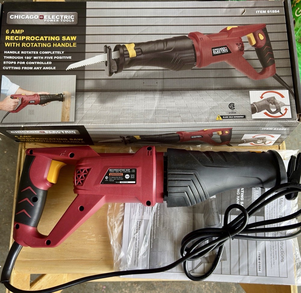 Chicago Electric 6 Amp Reciprocating Saw, Variable Speed Power Tool