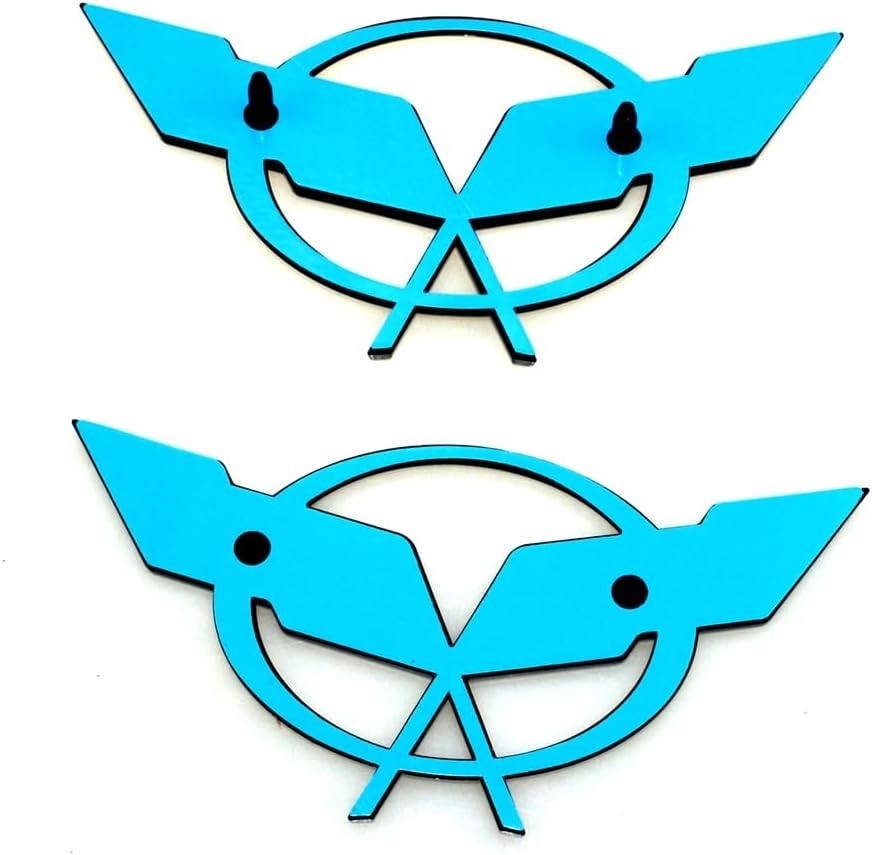 Black Red Fits 97-04 C5 Front Nose & Rear Deck Lid Crossed Flags Emblems Pair