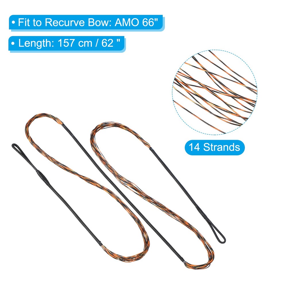 14 Strands Bow String Replacement for AMO 66" Recurve Bow String Black Brown