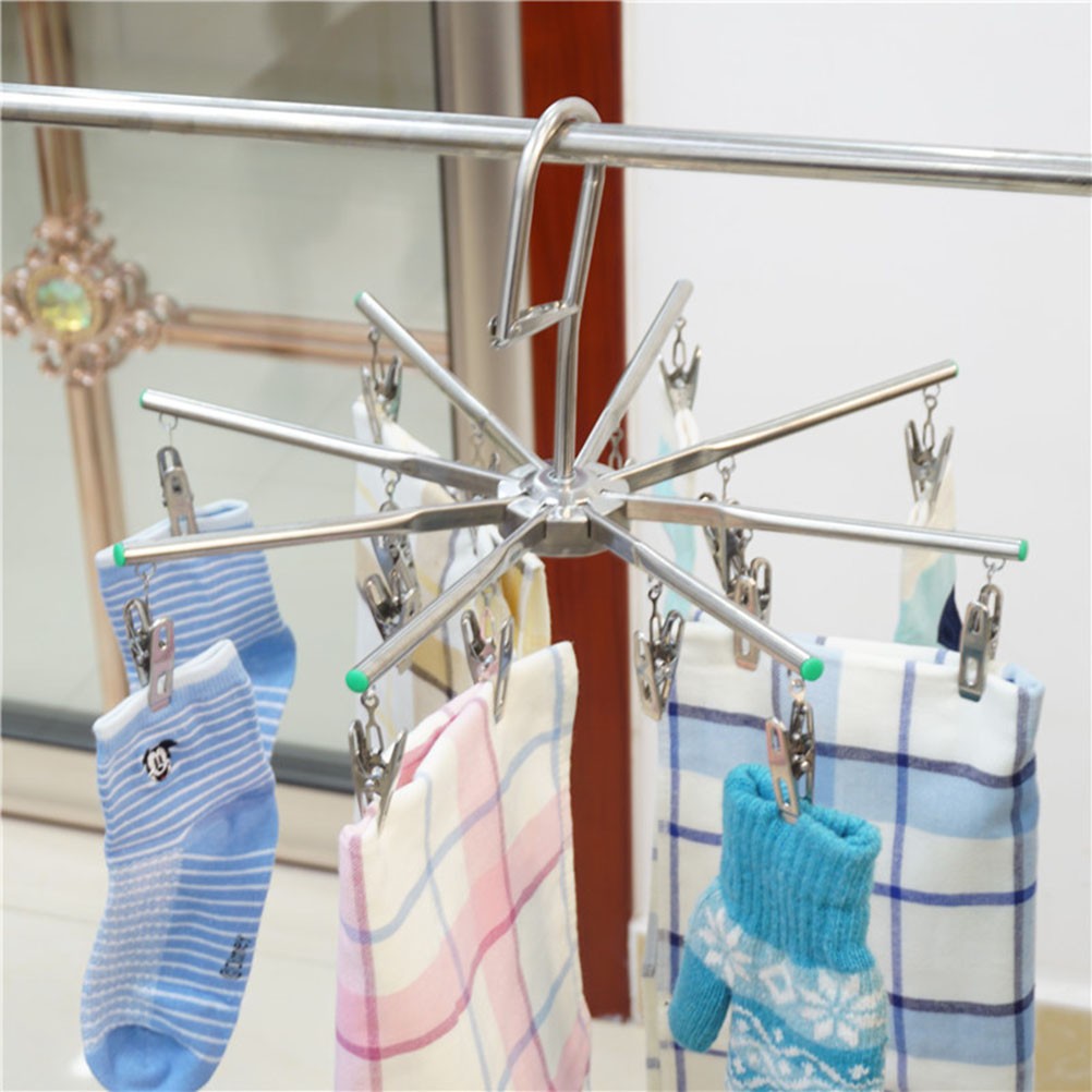Hanging Laundry Drying Rack Clothes Stand Foldable Hangers with Clips