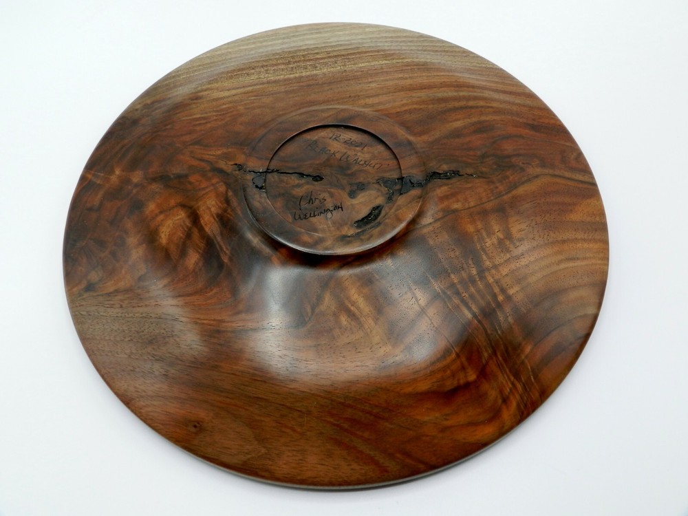 Handmade Crotch Figured Black Walnut Platter. Stunning flame pattern/colors. #95