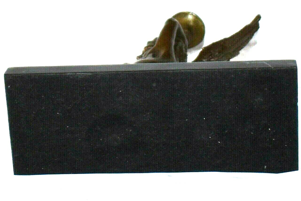 Original ART TAYLOR Dragon Boy Bronze Sculpture Candle Holder Marble Base Signed