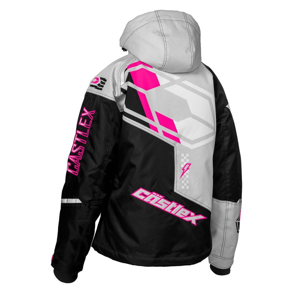 Castle X Code G5 Women's Snowmobile Jacket - Silver/Black/Pink Glo