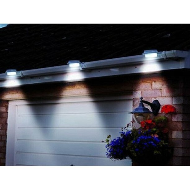 4 Pack Solar Powered LED Outdoor Gutter Lights with Brackets - Water Resistant