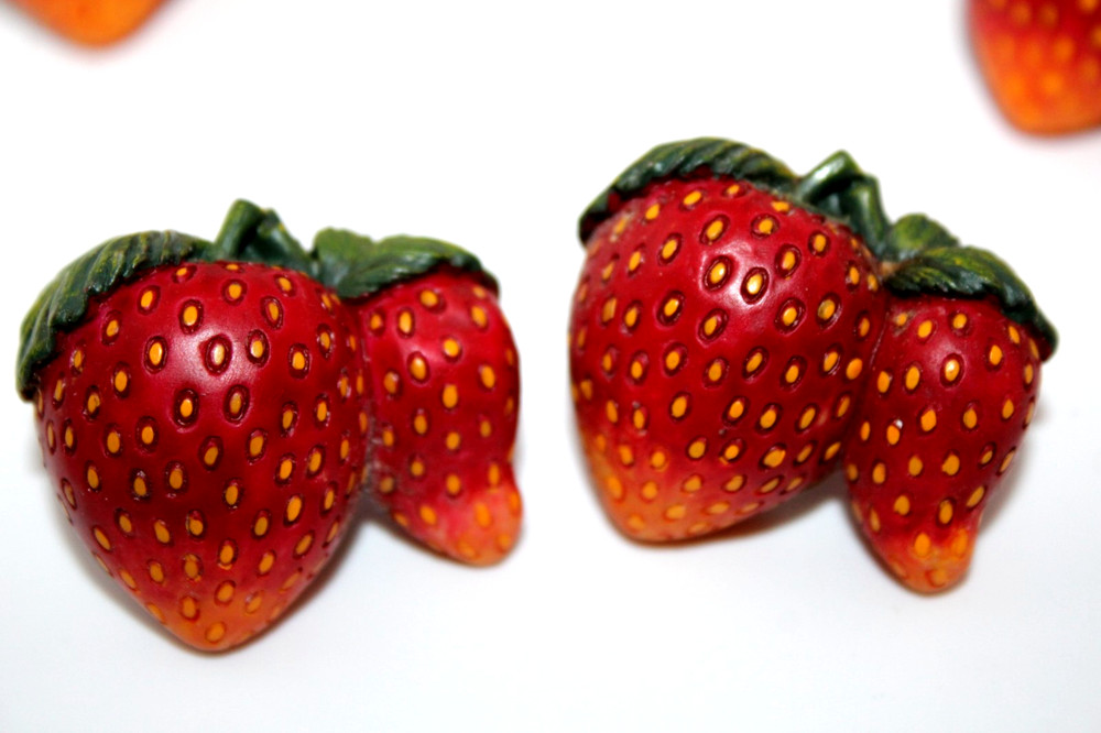 23-pc Double Strawberry Resin Drawer Knobs Realistic Looking Fruit Pulls