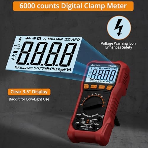 6000 Counts Digital Multimeter for DC AC Voltage/Current TRMS Voltmeter with