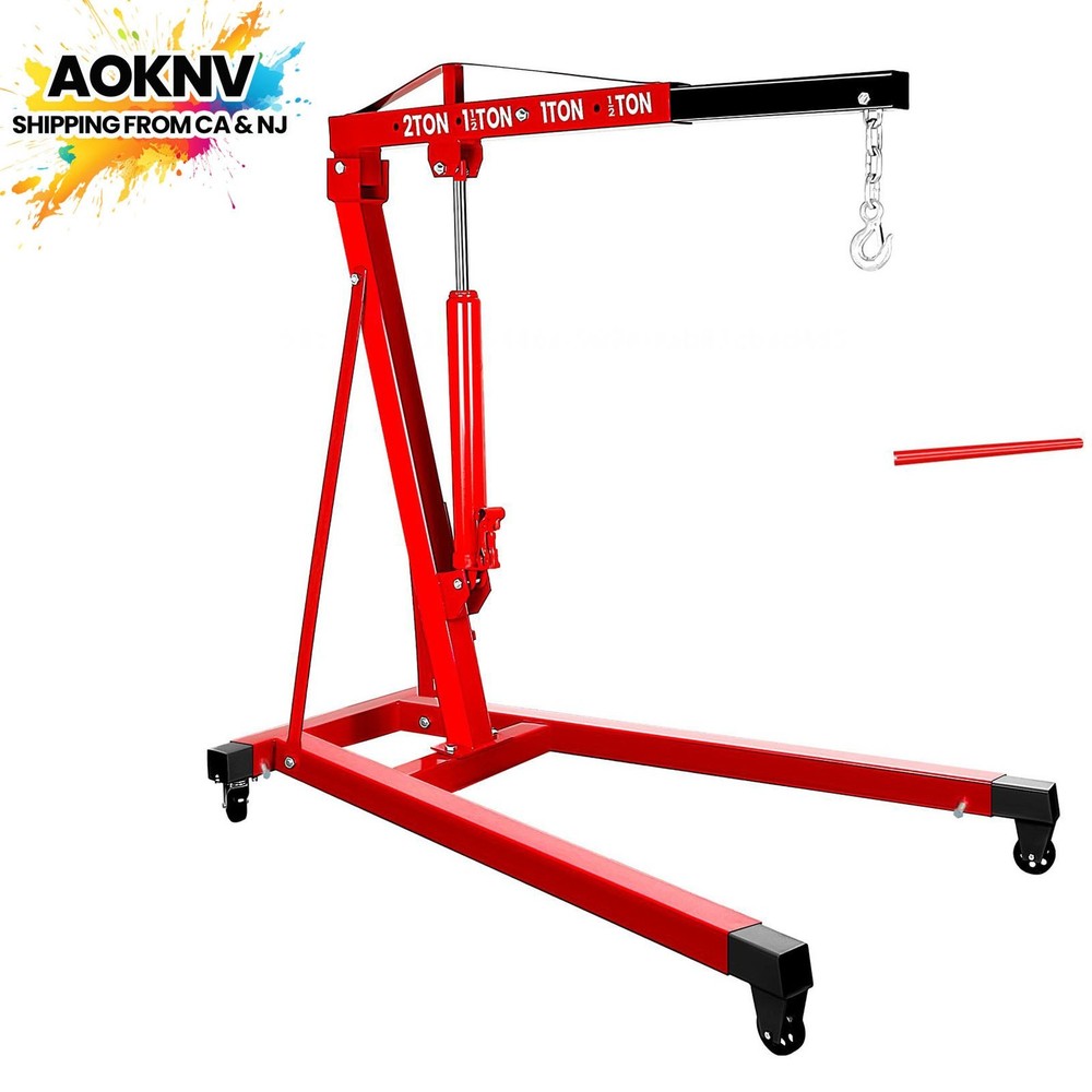 2 Ton Folding Hydraulic Workshop Crane Lift 4400 Lbs Engine Hoist Cherry Picker