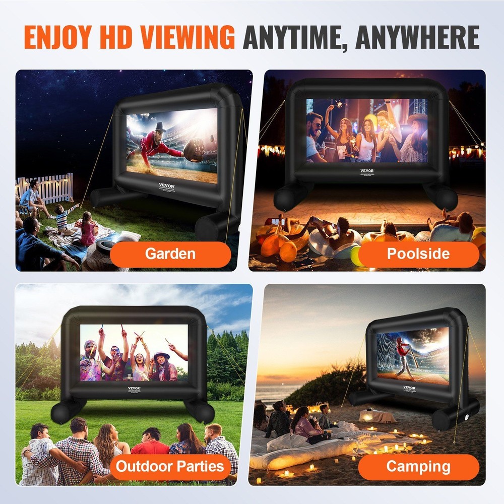 Ultra-Wide 14FT Projection Screen 160° View Angle with Storage Bag