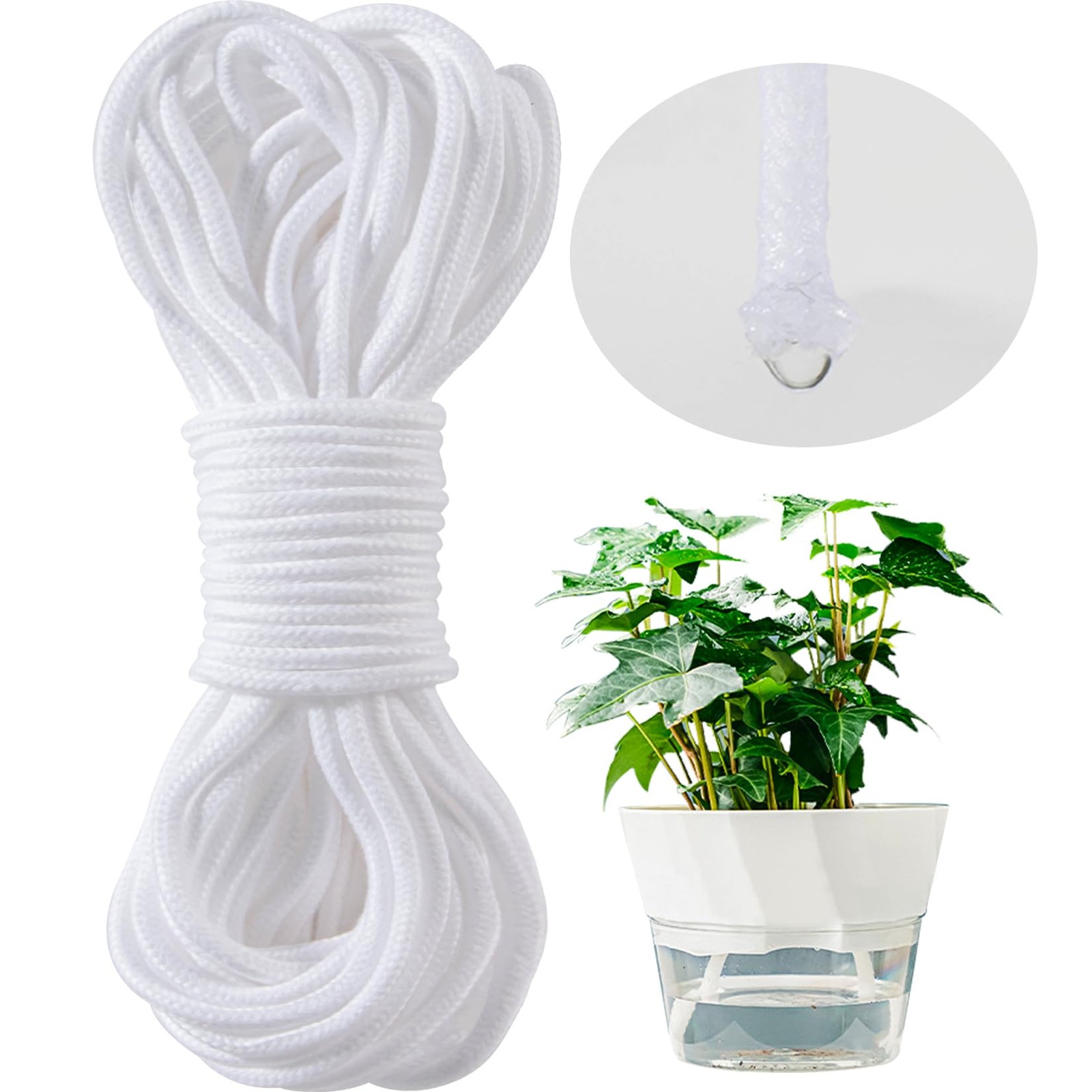 50ft Self Watering Rope for Plants Wicking Cord DIY Garden Orchid Tomato Pot