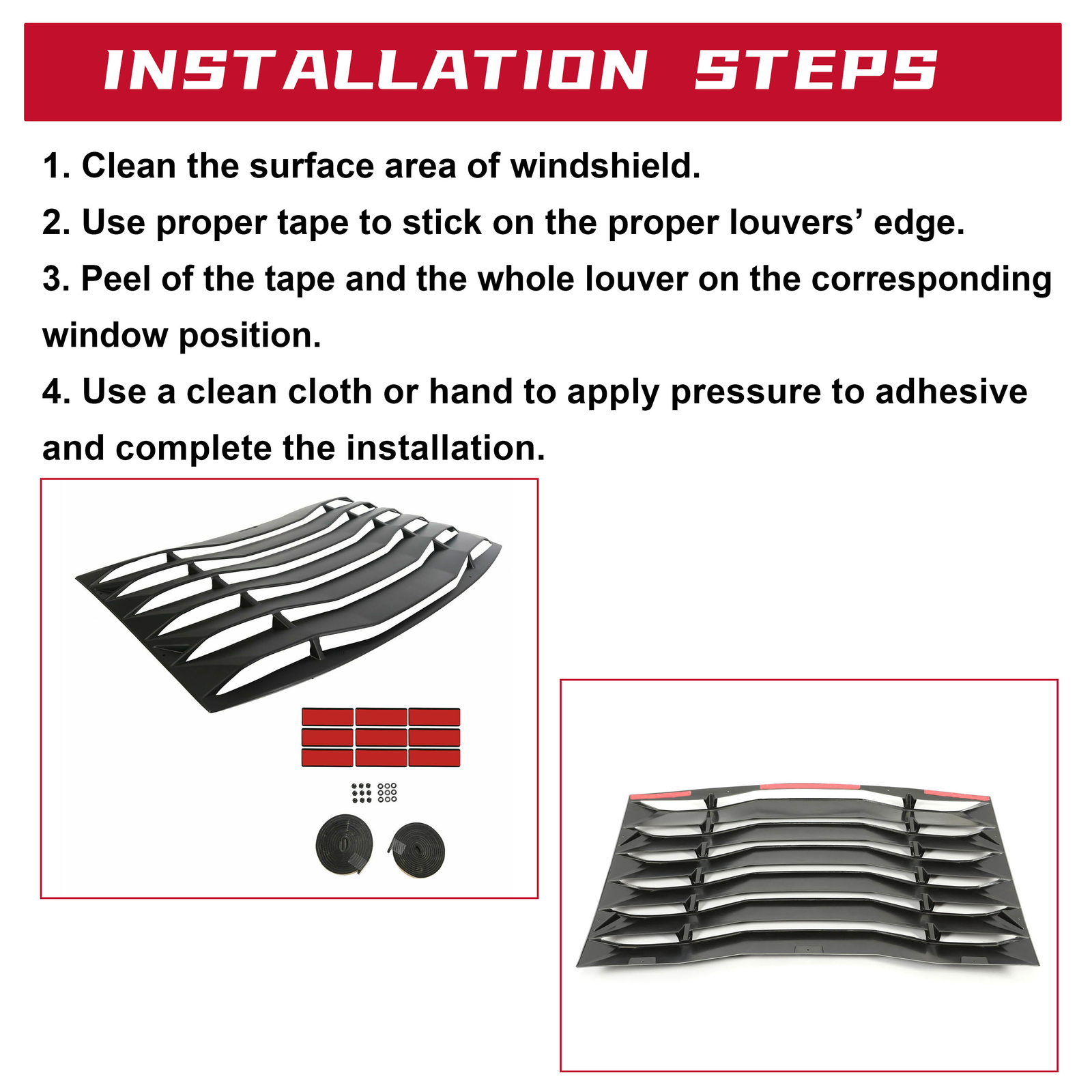 HECASA Rear Window Louver Cover Vent Black ABS For 2011-2023 2020 Dodge Charger