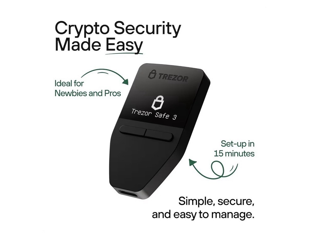 TREZOR SAFE 3 Passphrase & Secure Element Crypto Hardware Wallet Solar Gold