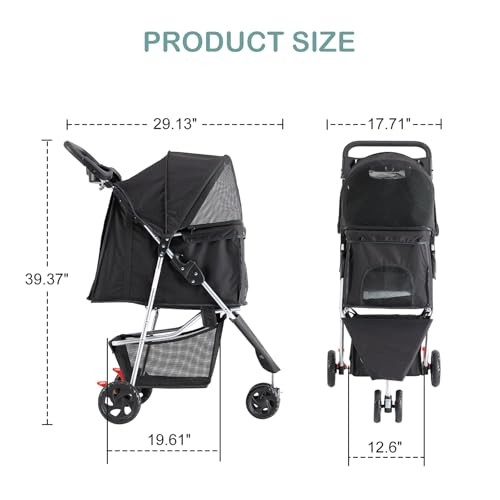 Sweetcrispy Pet Stroller for Dogs & Cats - Foldable, Lightweight, Durable