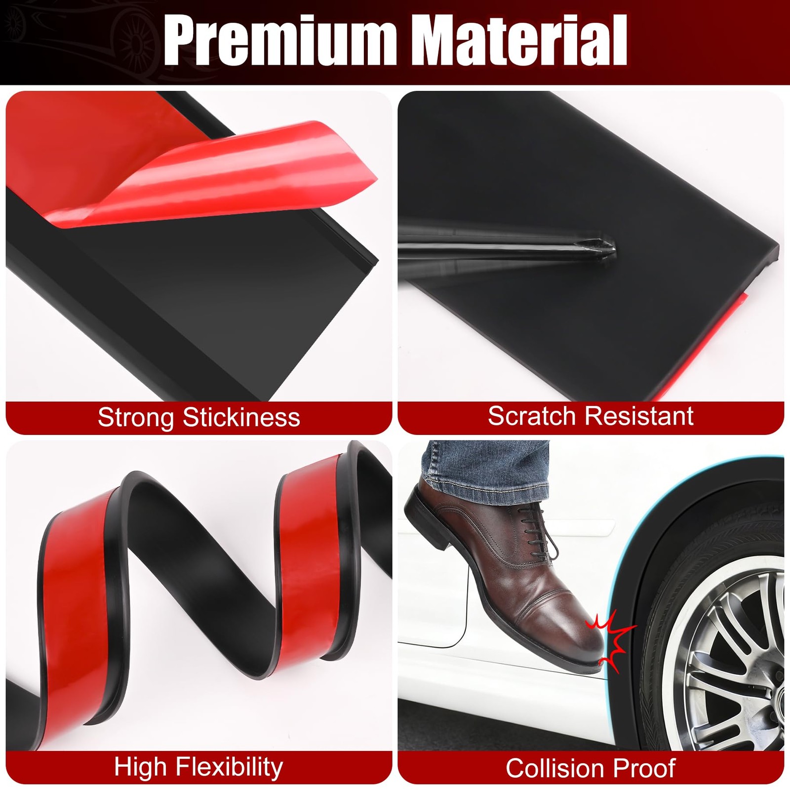 20FT Car Wheel Arch Trim Rubber Fender Flares Protector for SUVs & Trucks