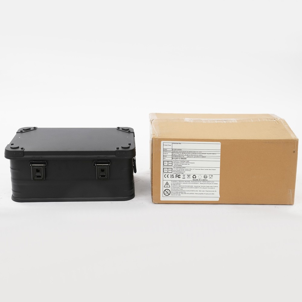 30L Aluminum Storage Box w/ Sponge Pad - 7.93 Gallon Black Rectangular Container