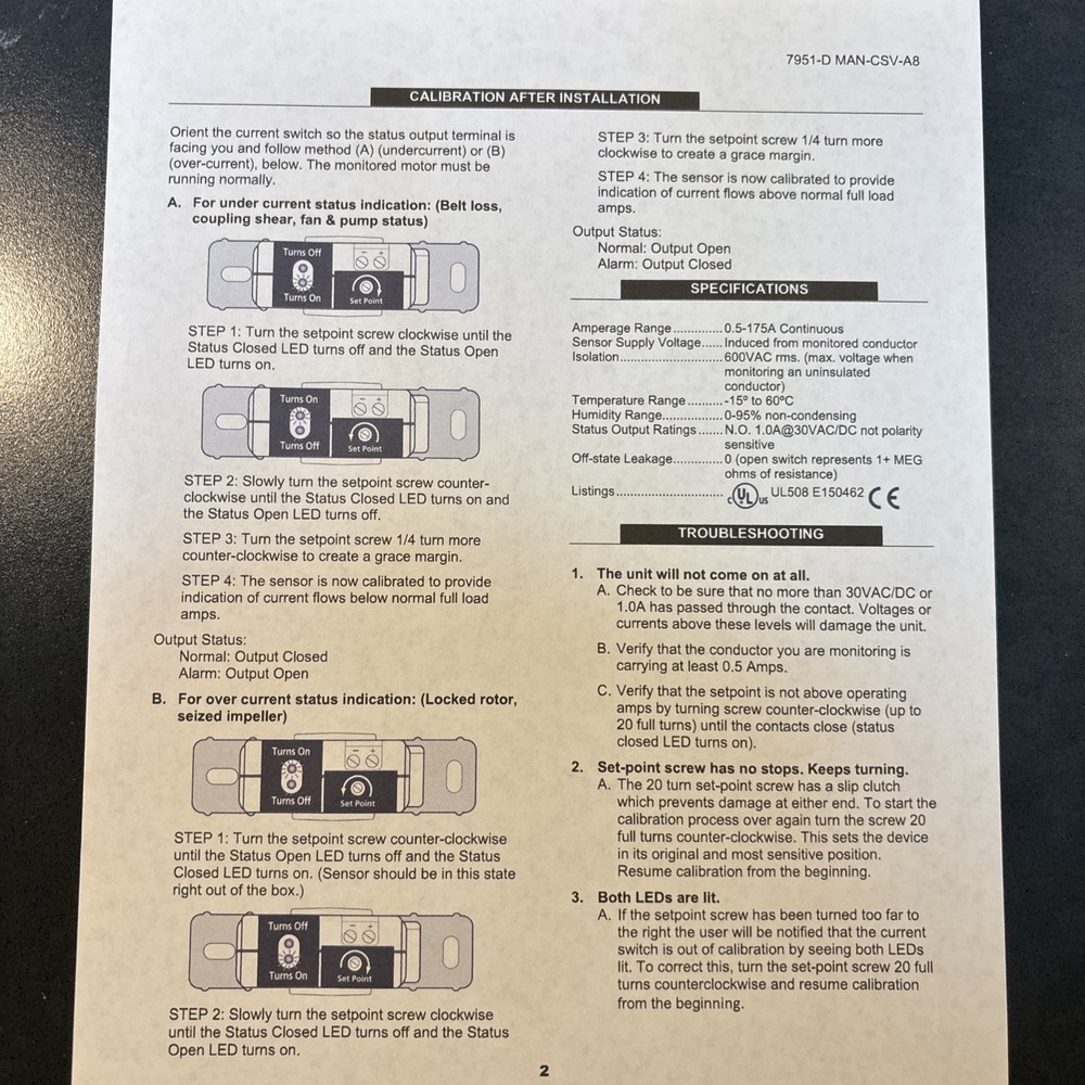 Five Onset CSV-A8 174A Digital Adjustable Current Switch w/6 Ft Lead