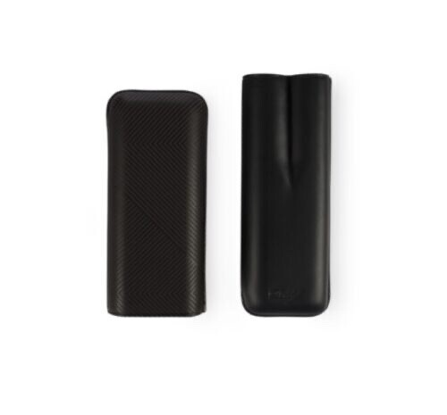 Davidoff Black Leather Leaf Pattern XL-2 Double Cigar Case / Pouch 105601