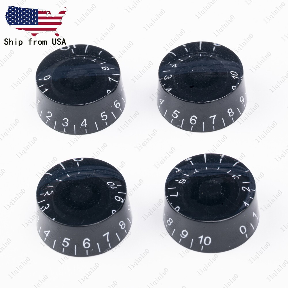 4 Pcs Black/White Electirc Guitar Control Knobs Speed Dial Knobs for Les Paul SG