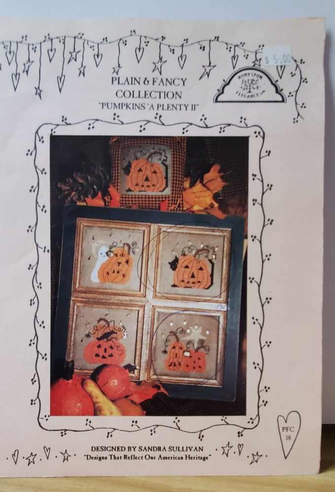 Homespun Elegance Cross Stitch Pattern Leaflet: Pumpkins 'A Plenty II