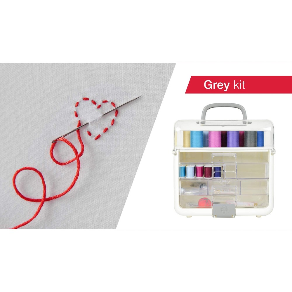 Portable Sewing Tool Set with 40 Thread Spools and Customizable Storage System