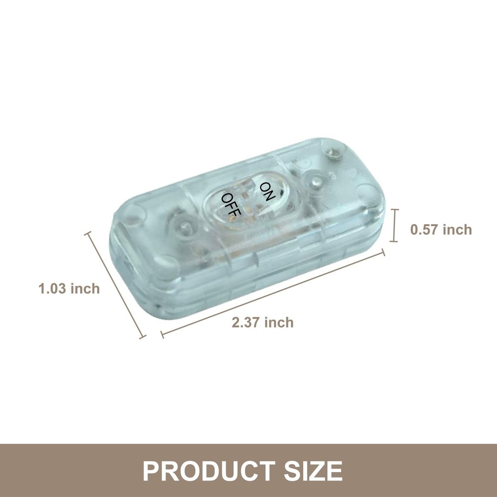 Lamp Switch Replacement Inline Light Zip Cord Clear ON/Off Rocker Power Control